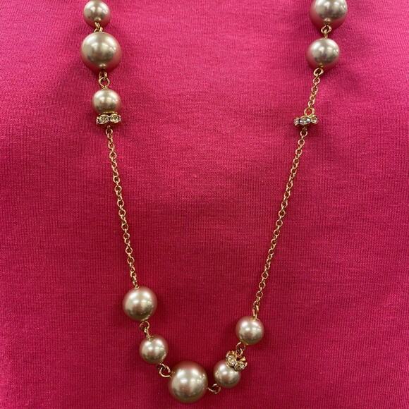 J. Crew gold and bronzed pearl beaded‎ long necklace - Picture 2 of 4